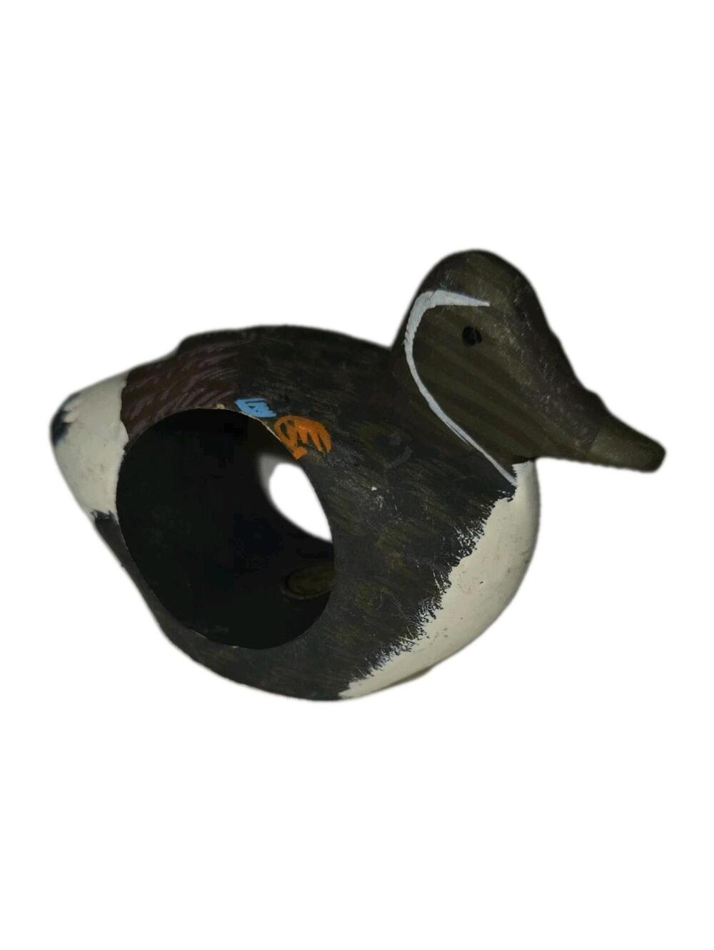 Vintage Wooden Duck Napkin Rings, Set Of 6, Made In The Philippines, EUC